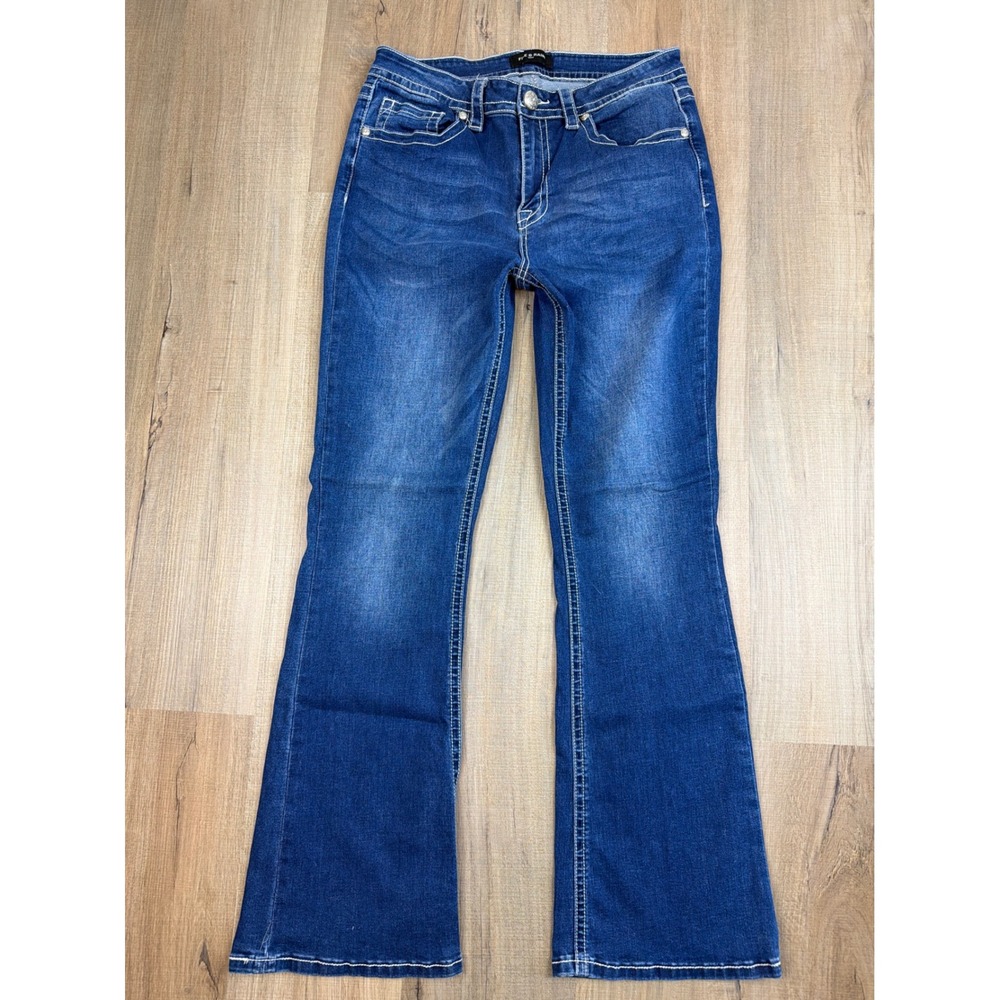Y2K Five & Rain Denim Womens Bootcut Jeans Feather Embroidered Pockets Size 15